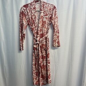 Peruvian Connection Women's Red & White Floral Etoile Pima Cotton Robe Small